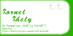 kornel khely business card